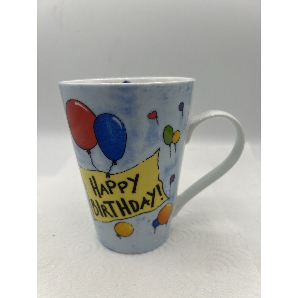 Happy Birthday Banner w/ Balloons Mug Message On Inside Mug By Teddi